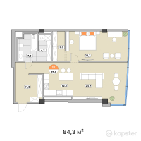 ЖК Тау Шатыр — 2-ком 84.3 м² (от 92,730,000 тг)