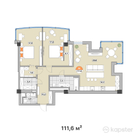 ЖК Тау Шатыр — 3-ком 111.6 м² (от 78,120,000 тг)