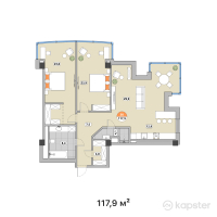 ЖК Тау Шатыр — 3-ком 117.9 м² (от 82,530,000 тг)