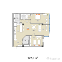 ЖК Тау Шатыр — 3-ком 122.8 м² (от 85,960,000 тг)