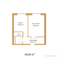 ЖК Ай-Барыс — 1-ком 39 м² (от 13,632,500 тг)