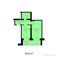 ЖК Tabigat — 1-ком 36.8 м² (от 10,304,000 тг)