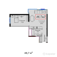 ЖК Elif Garden — 2-ком 46.7 м² (от 36,893,000 тг)