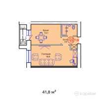 ЖК Sapsan — 1-ком 41.8 м² (от 12,958,000 тг)