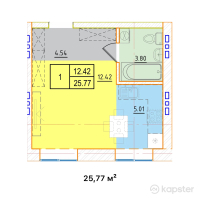 ЖК Oner — 1-ком 25.8 м² (от 8,246,400 тг)