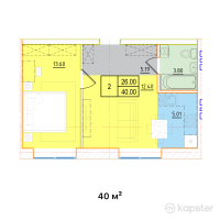 ЖК Oner — 2-ком 40 м² (от 12,800,000 тг)