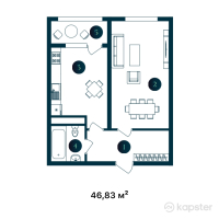 ЖК Exclusive Prime — 1-ком 46.8 м² (от 31,844,400 тг)