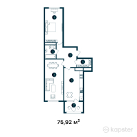 ЖК Exclusive Prime — 2-ком 75.9 м² (от 48,588,800 тг)