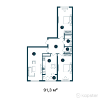 ЖК Exclusive Prime — 3-ком 91.3 м² (от 56,606,000 тг)