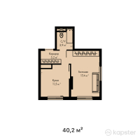 ЖК NOVA 23 — 1-ком 40.2 м² (от 20,533,396 тг)