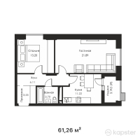 ЖК Aqzam — 2-ком 61.3 м² (от 31,548,900 тг)