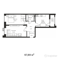 ЖК Aqzam — 2-ком 67.9 м² (от 34,963,350 тг)