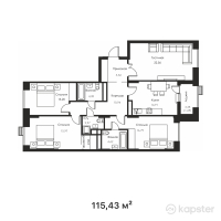 ЖК Aqzam — 4-ком 115.4 м² (от 59,446,450 тг)