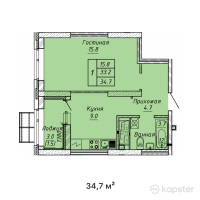 ЖК ATAMURA — 1-ком 34.7 м² (от 13,706,500 тг)