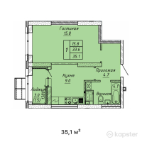 ЖК ATAMURA — 1-ком 35.1 м² (от 13,864,500 тг)