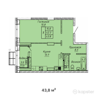 ЖК ATAMURA — 1-ком 43.8 м² (от 15,330,000 тг)