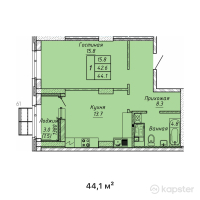 ЖК ATAMURA — 1-ком 44.1 м² (от 15,435,000 тг)