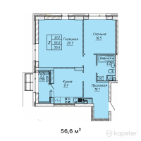 ЖК ATAMURA — 2-ком 56.6 м² (от 19,810,000 тг)