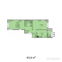 ЖК ATAMURA — 2-ком 63.9 м² (от 22,365,000 тг)