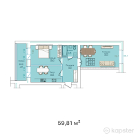 ЖК Алтын — 2-ком 59.8 м² (от 16,746,800 тг)