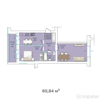 ЖК Алтын — 2-ком 60.8 м² (от 17,035,200 тг)