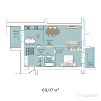 ЖК Алтын — 2-ком 68.1 м² (от 19,059,600 тг)