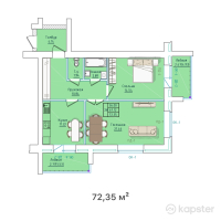 ЖК Алтын — 2-ком 72.4 м² (от 20,258,000 тг)