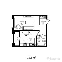 ЖК Mangilik — 1-ком 39.5 м² (от 29,230,000 тг)