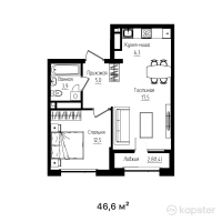 ЖК Mangilik — 2-ком 46.6 м² (от 33,785,000 тг)