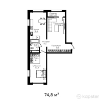 ЖК Mangilik — 2-ком 74.8 м² (от 51,986,000 тг)