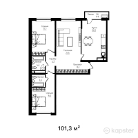 ЖК Mangilik — 3-ком 101.3 м² (от 59,767,000 тг)