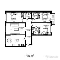 ЖК Mangilik — 4-ком 125 м² (от 81,250,000 тг)