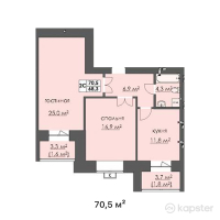 ЖК Argyn — 2-ком 70.5 м² (от 16,920,000 тг)