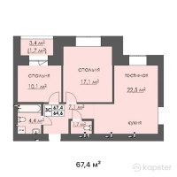 ЖК Argyn — 3-ком 67.4 м² (от 16,176,000 тг)