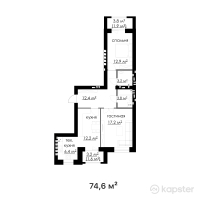 ЖК Орда — 2-ком 74.6 м² (от 18,277,000 тг)