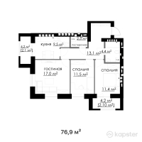 ЖК Орда — 3-ком 76.9 м² (от 21,532,000 тг)