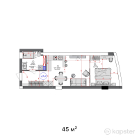 ЖК Blue Waters — 2-ком 45 м² (от 26,550,000 тг)