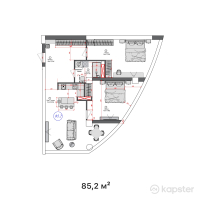 ЖК Blue Waters — 3-ком 85.2 м² (от 50,268,000 тг)