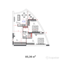 ЖК Blue Waters — 3-ком 85.4 м² (от 50,362,400 тг)