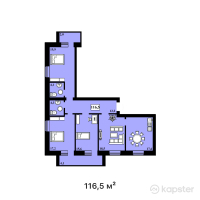 ЖК Спутник — 4-ком 116.4 м² (от 47,724,000 тг)