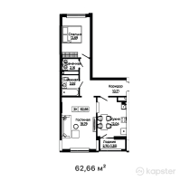 ЖК Bozjyra — 2-ком 62.7 м² (от 22,870,900 тг)