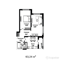 ЖК Bozjyra — 2-ком 63.2 м² (от 23,082,600 тг)