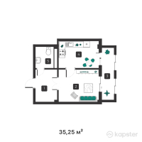 ЖК Janaru — 1-ком 35.3 м² (от 12,690,000 тг)