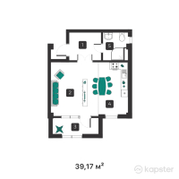 ЖК Janaru — 1-ком 39.2 м² (от 14,884,600 тг)