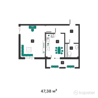 ЖК Janaru — 1-ком 47.4 м² (от 17,530,600 тг)