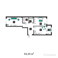 ЖК Janaru — 2-ком 54.3 м² (от 19,530,000 тг)