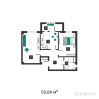 ЖК Janaru — 2-ком 55.1 м² (от 20,372,200 тг)