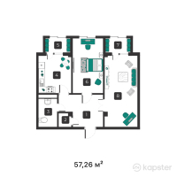 ЖК Janaru — 2-ком 57.3 м² (от 20,041,000 тг)