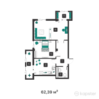 ЖК Janaru — 2-ком 62.4 м² (от 21,836,500 тг)