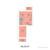 ЖК Al-Farabi town — 2-ком 63.3 м² (от 17,393,750 тг)